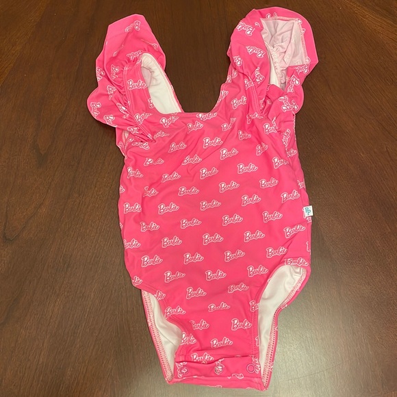 Posh Peanut Other - Posh Peanut Pink Barbie Logo Ruffle One-Piece Swimsuit